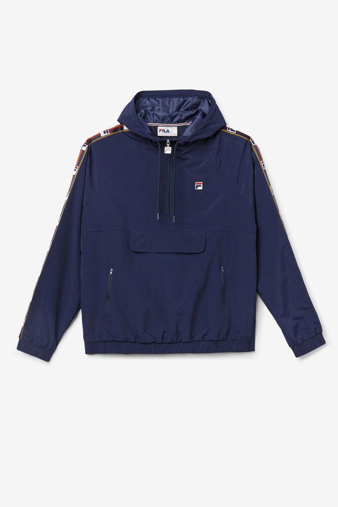 Fila Jacket Cameron 1/2 Zip Wind Mens Navy - India IXE-327908